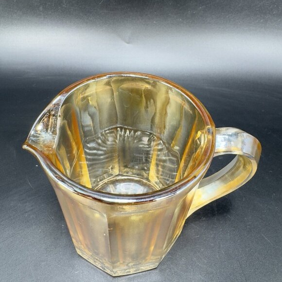 Vintage Carnival Glass Small Pitcher Creamer Jug Shiny Finish Glass Pitcher VTG - Picture 6 of 11